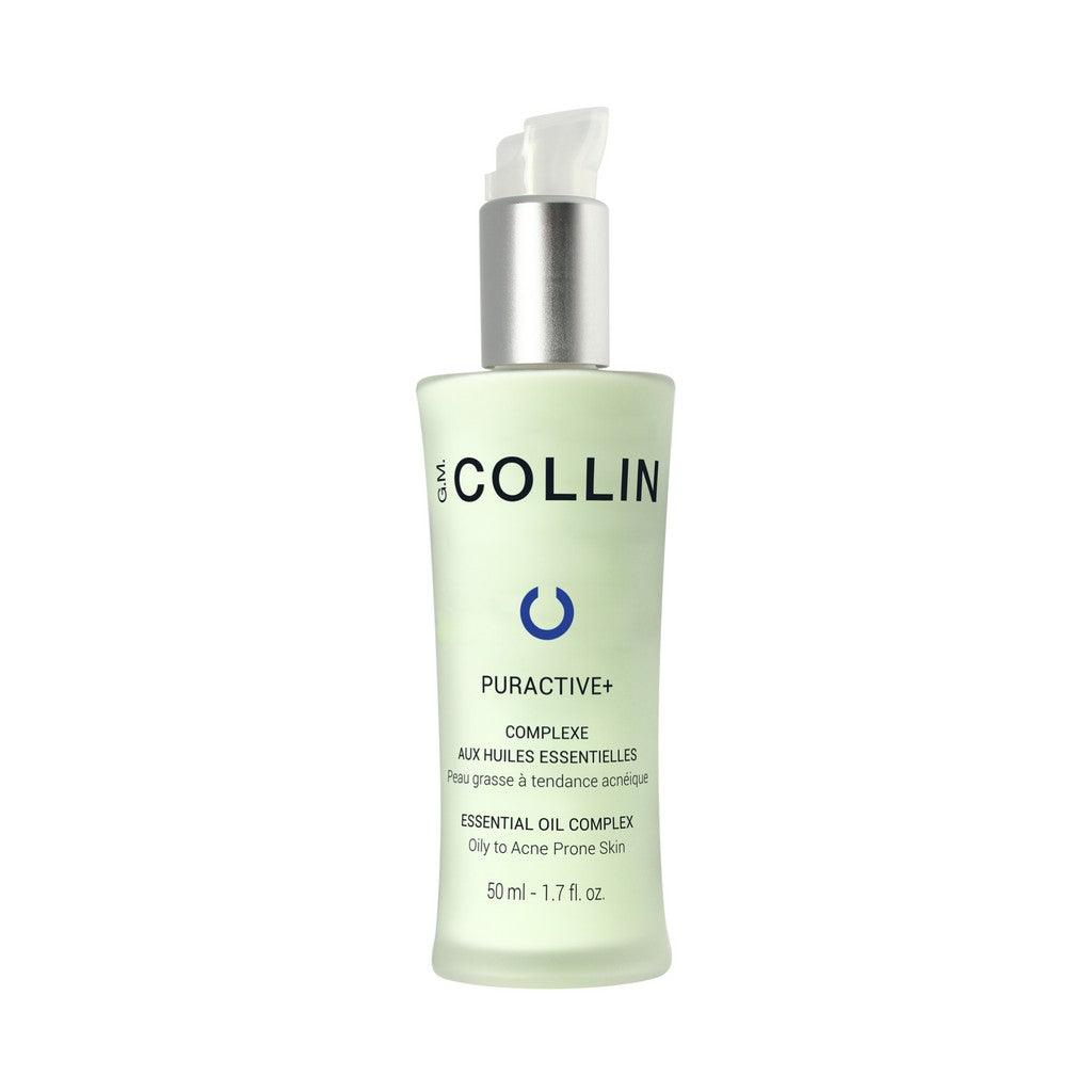 G.M. Collin Puractive+ Essential Oil Complex bottle for acne-prone skin, 50ml, skincare solution to reduce irritation and smooth skin.