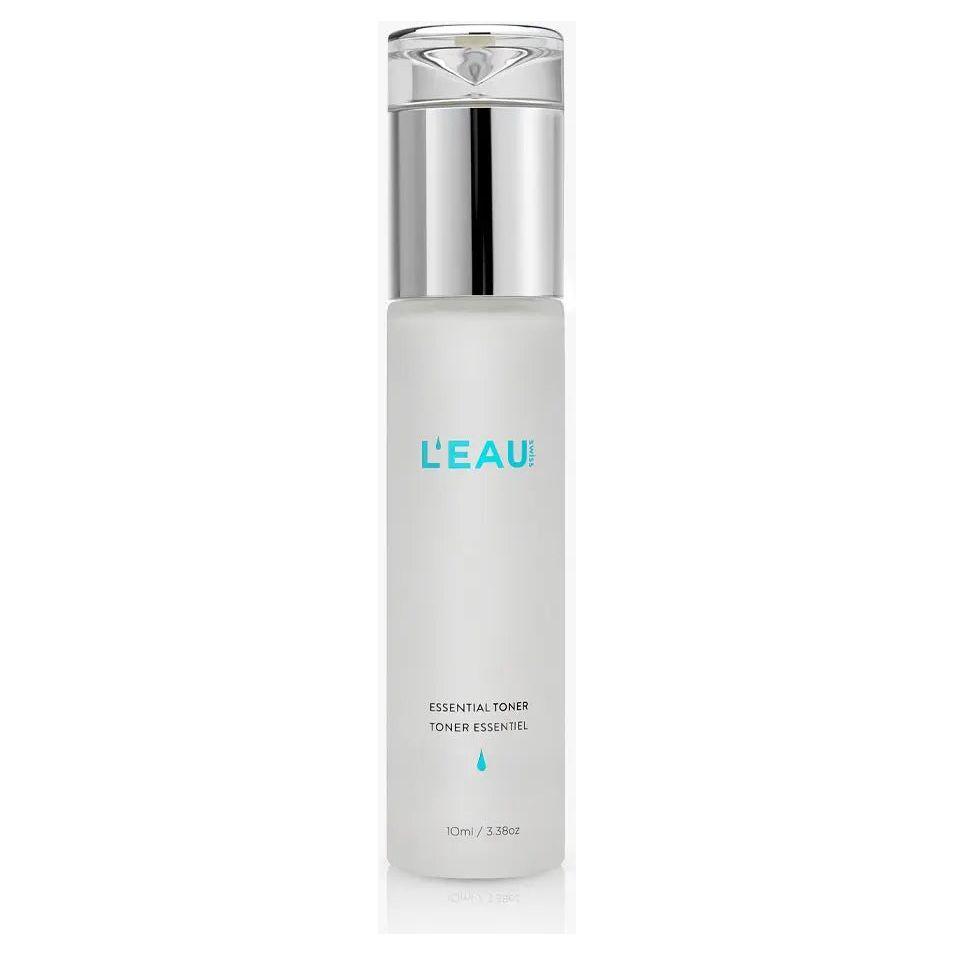 L'Eau Essential Toner bottle with snow algae and allantoin for firmer, calmer skin, 130ml.