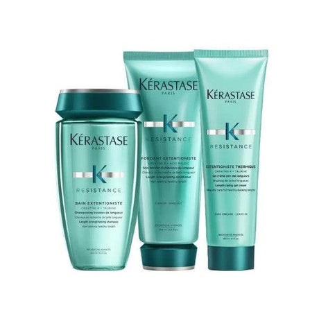 Kérastase Extentioniste Lengthening Hair Set for fragile hair with Bain Extensioniste, Fondant Extentioniste, and Extentionist Thermique.