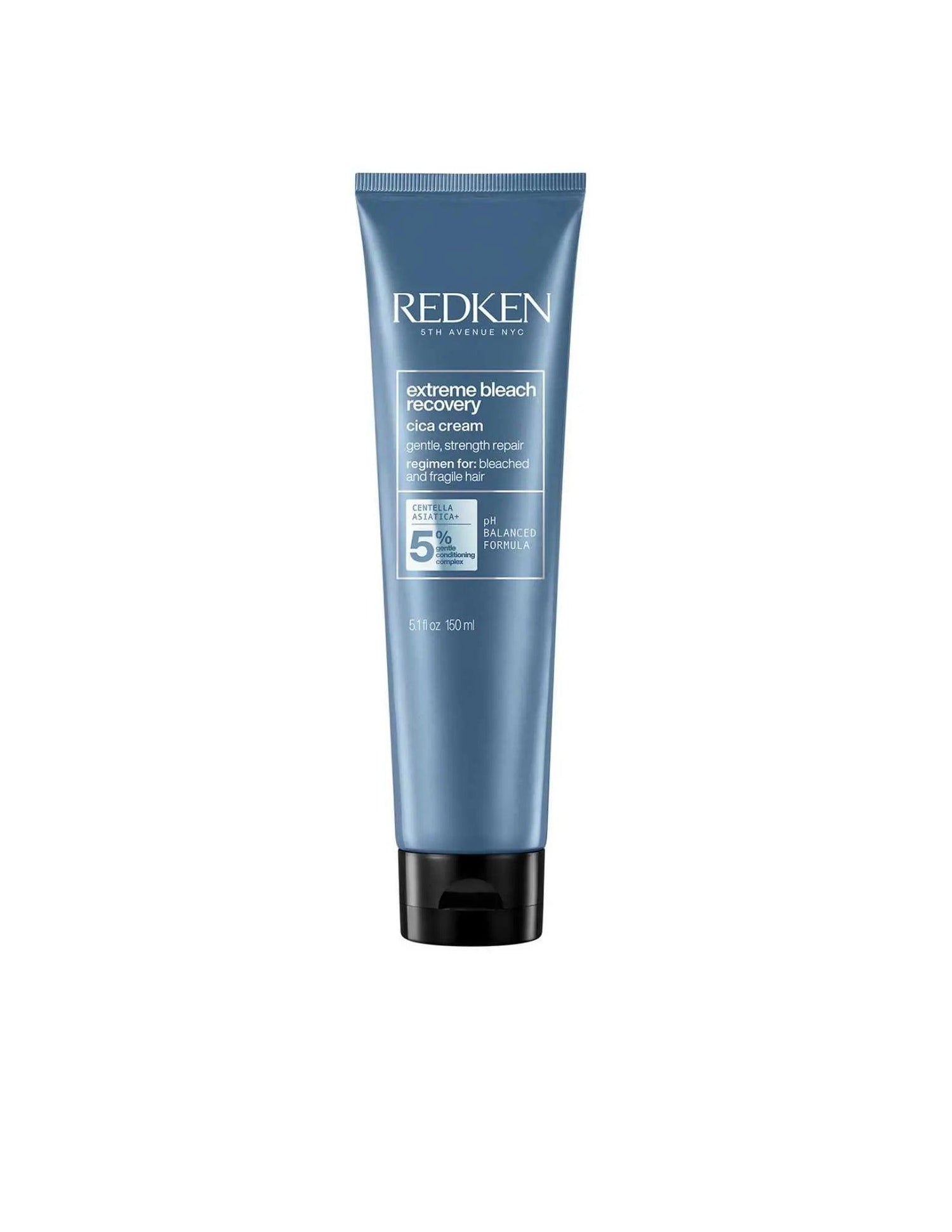 Redken Extreme Bleach Recovery Cica Cream tube for repairing and nourishing bleached hair, suitable for all textures.