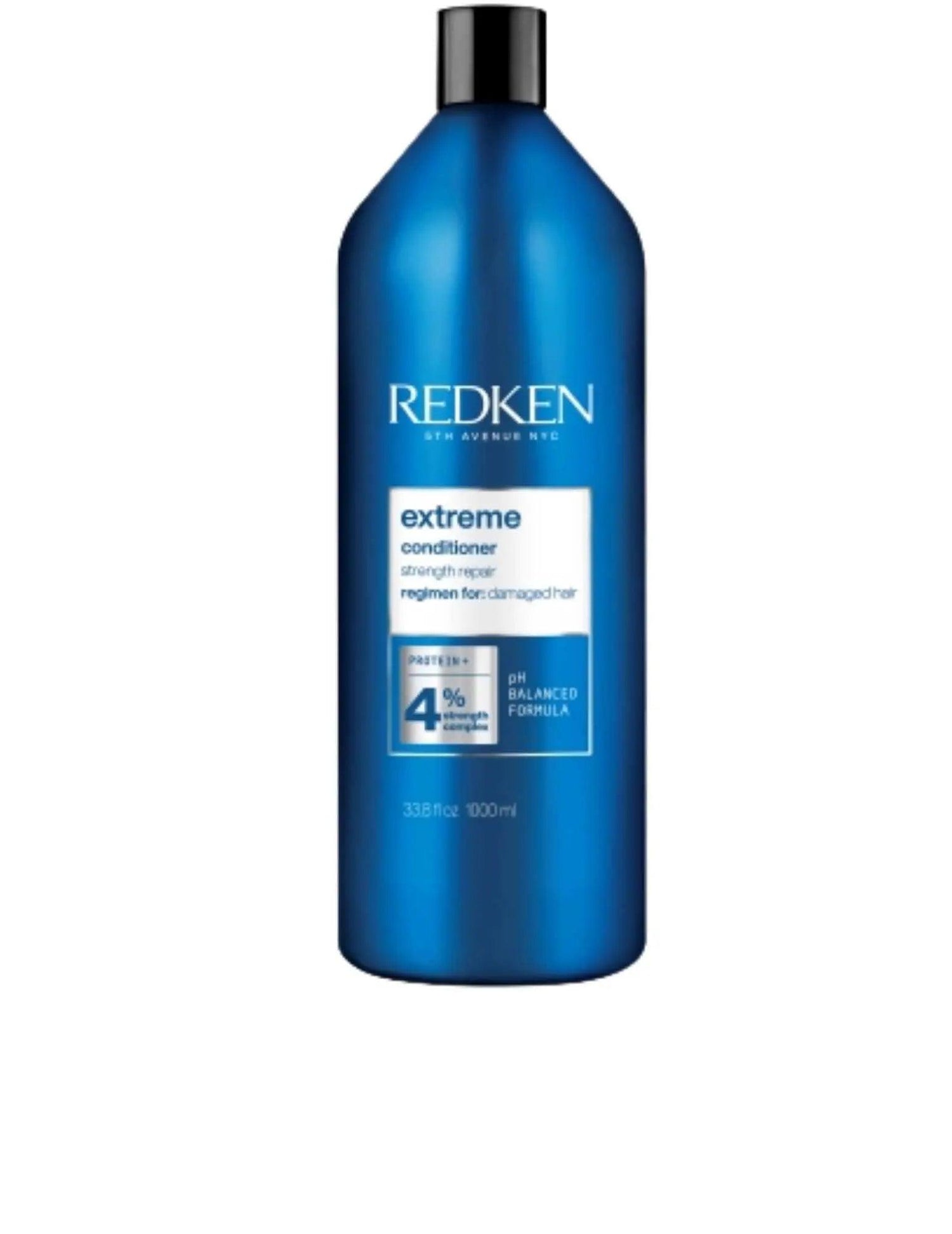 Redken Extreme Conditioner 1L bottle for damaged hair, professional-grade formula to strengthen and reinforce distressed strands.