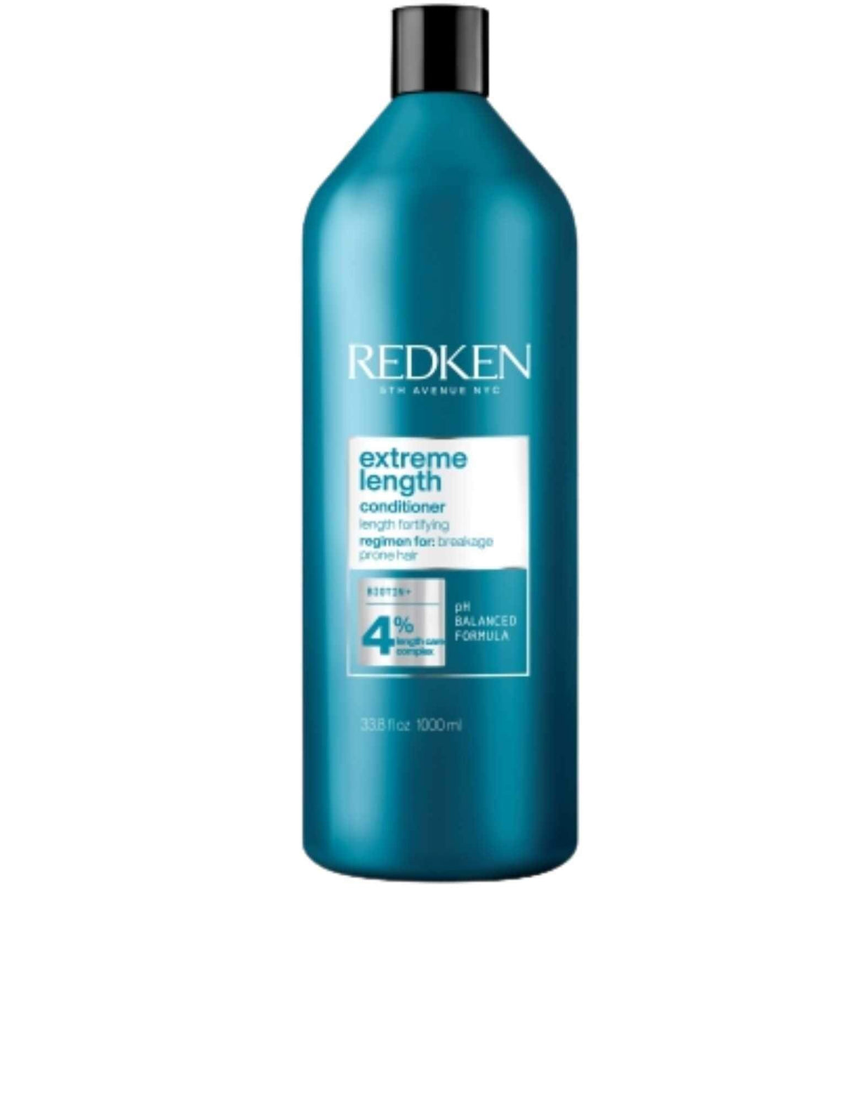 Redken Extreme Length Conditioner 1L bottle for all hair types and textures; promotes strength and length retention.