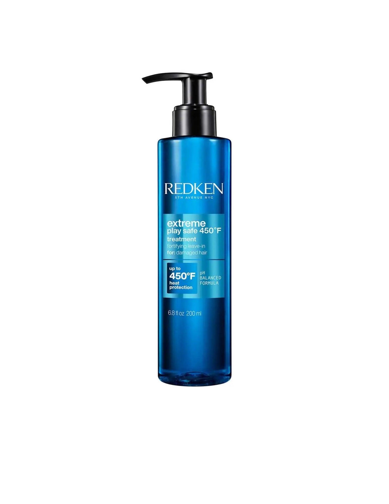 Redken Extreme Play Safe 450°F hair treatment bottle for heat damage protection