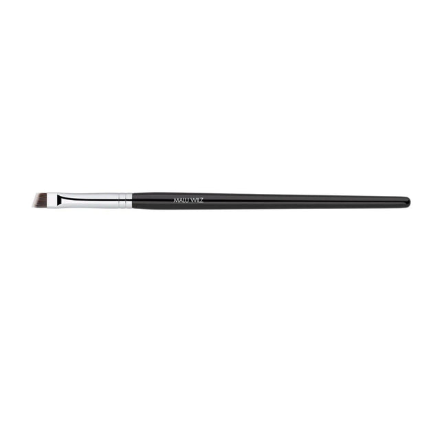 Malu Wilz Eyebrow Brush with synthetic bristles for precise grooming and defining of eyebrows, black handle.