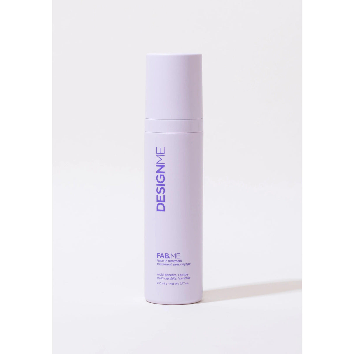 Fab.Me Leave-In Treatment bottle by DESIGN.ME; enhances, protects, nourishes with heat protection, detangling, and shine.