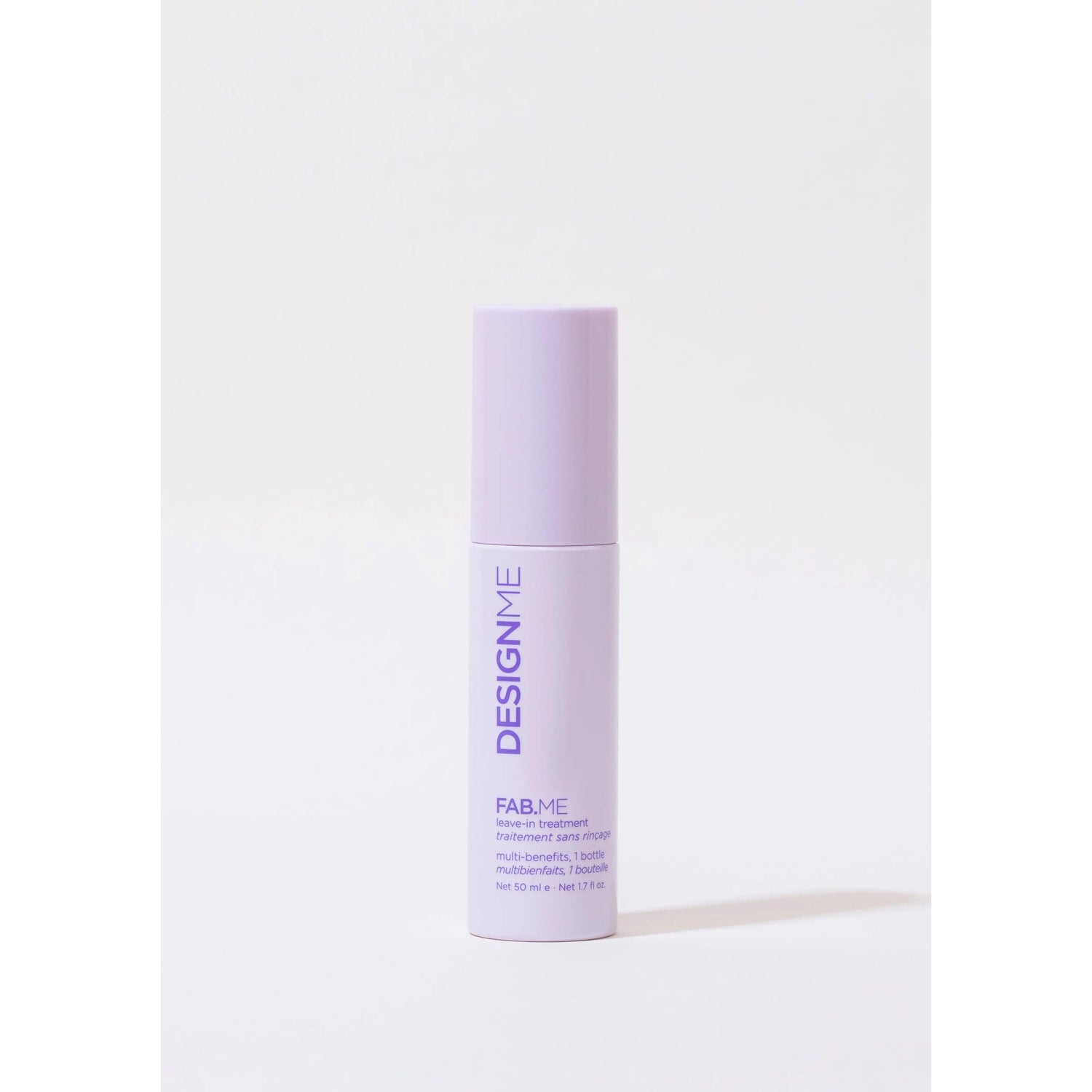 Fab.Me Leave-In Treatment Travel Size bottle for detangling, heat protection, conditioning, and shine enhancement.