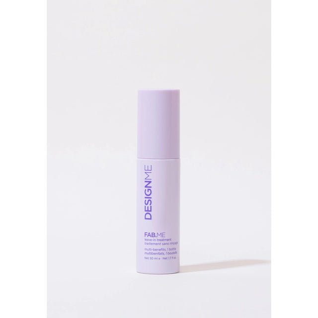 Fab.Me Leave-In Treatment Travel Size bottle for detangling, heat protection, conditioning, and shine enhancement.
