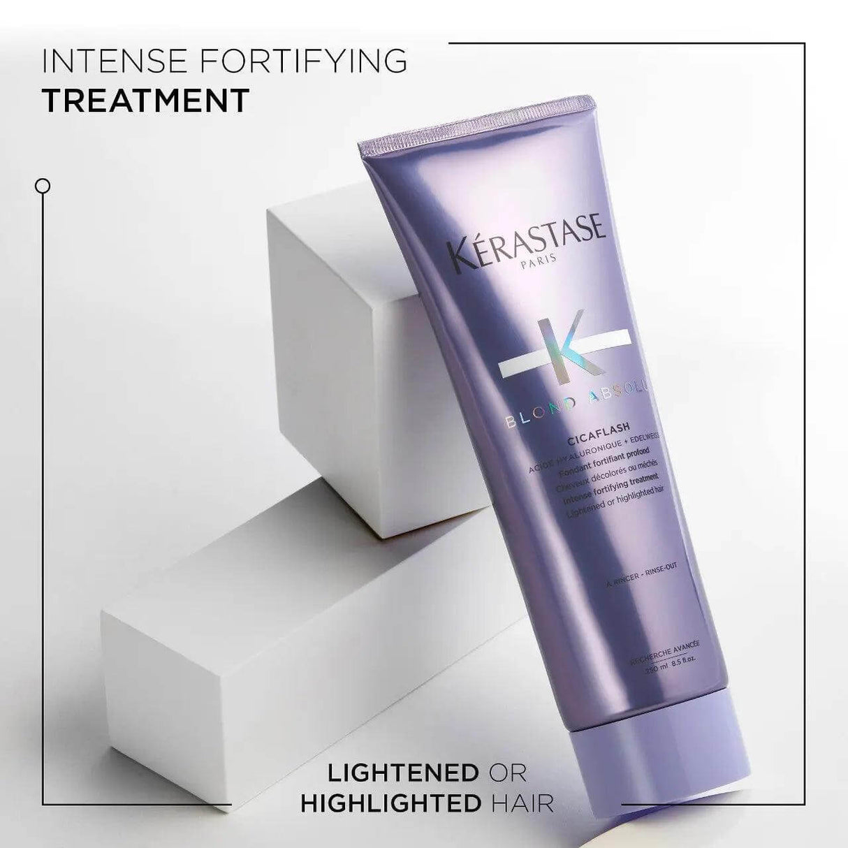 Kérastase Fondant Cicaflash Conditioner for nourishing blonde hair, reduces breakage and dryness, enriched with hyaluronic acid.