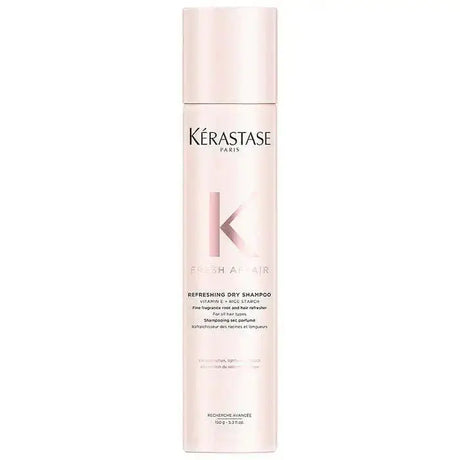 Kérastase Fresh Affair Oil-Absorbing Dry Shampoo 233ml bottle for revitalizing hair between washes, suitable for all hair types and textures.