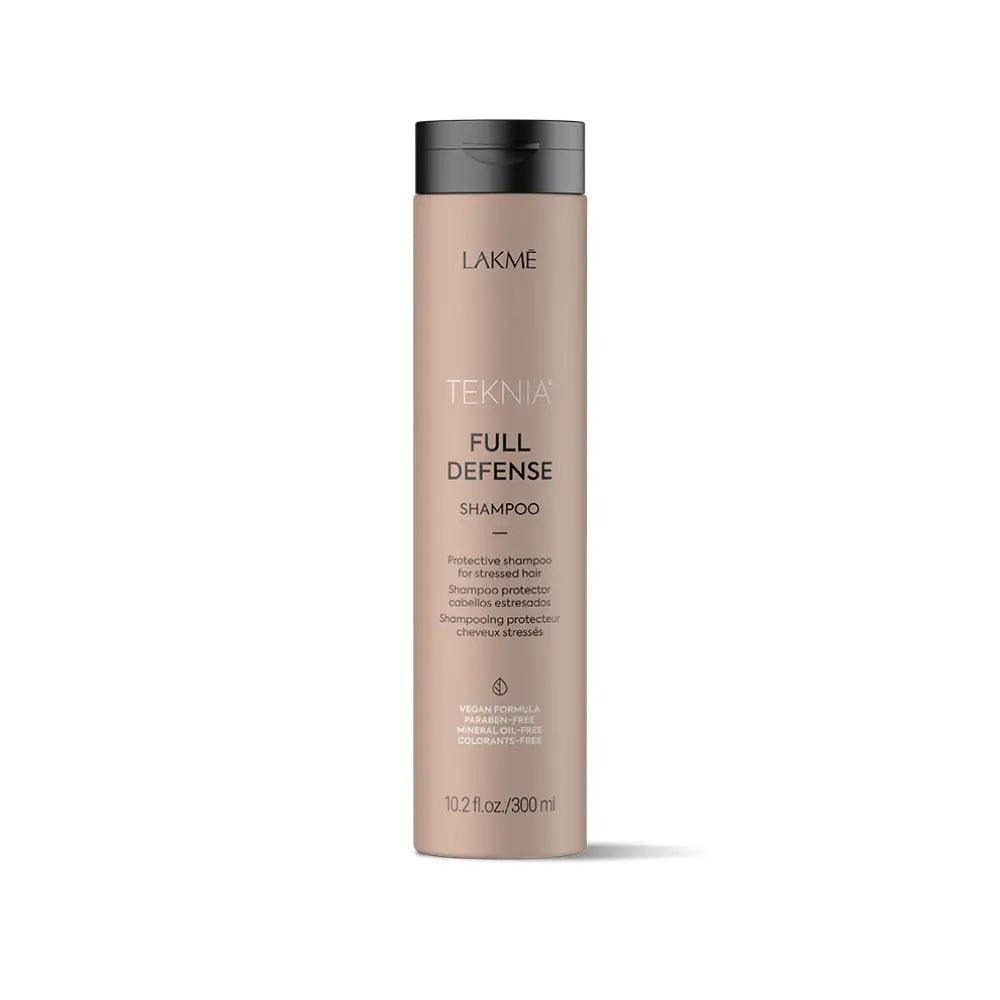 Full Defense Shampoo bottle offering protection against pollutants with eucalyptus scent for shiny, healthy hair.
