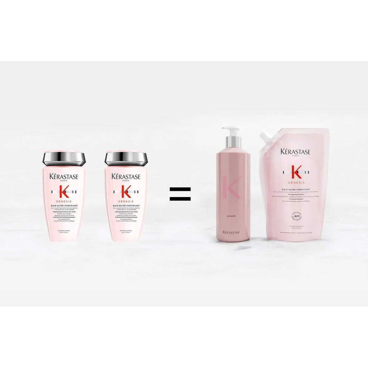 Kérastase Genesis Bain Nutri-Fortifiant refill pouch and bottle duo for sustainable hair care