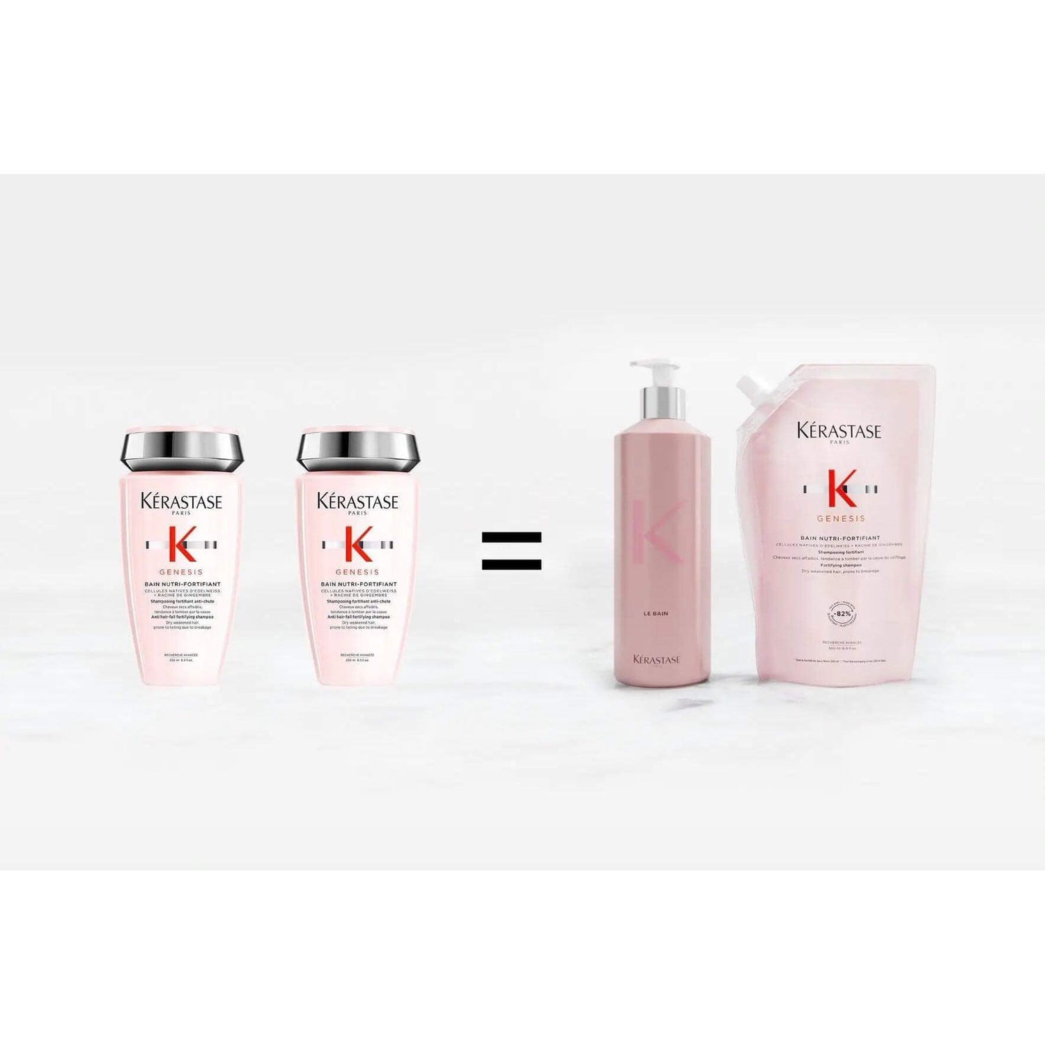Kérastase Genesis Bain Nutri-Fortifiant refill pouch and bottle duo for sustainable hair care