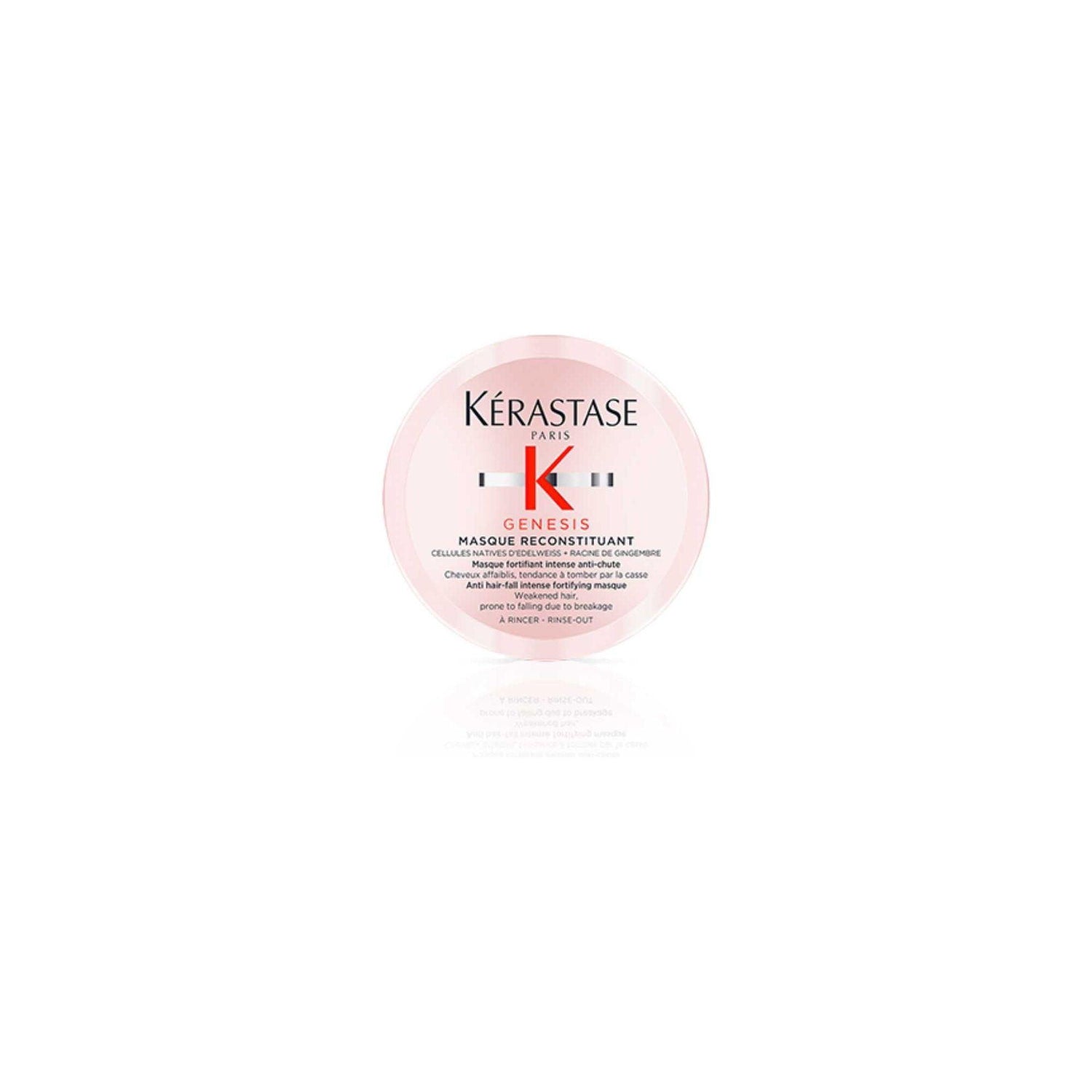 Kérastase Genesis Masque Reconstituant for restoring and fortifying damaged hair, suitable for all textures, combats dryness and breakage.