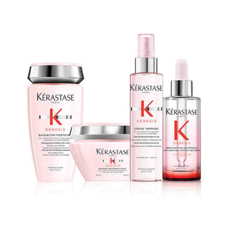 Genesis haircare set for dry or thick weakened hair, featuring Bain Nutri-Fortifying shampoo, nourishing formula for detoxifying and cleansing.