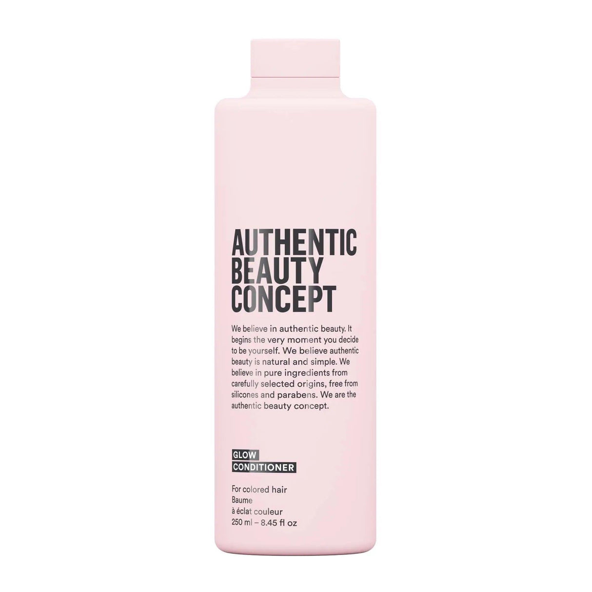 Authentic Beauty Concept Glow Conditioner bottle for colored hair, hydrates and maintains color, vegan and cruelty-free, 250ml size.