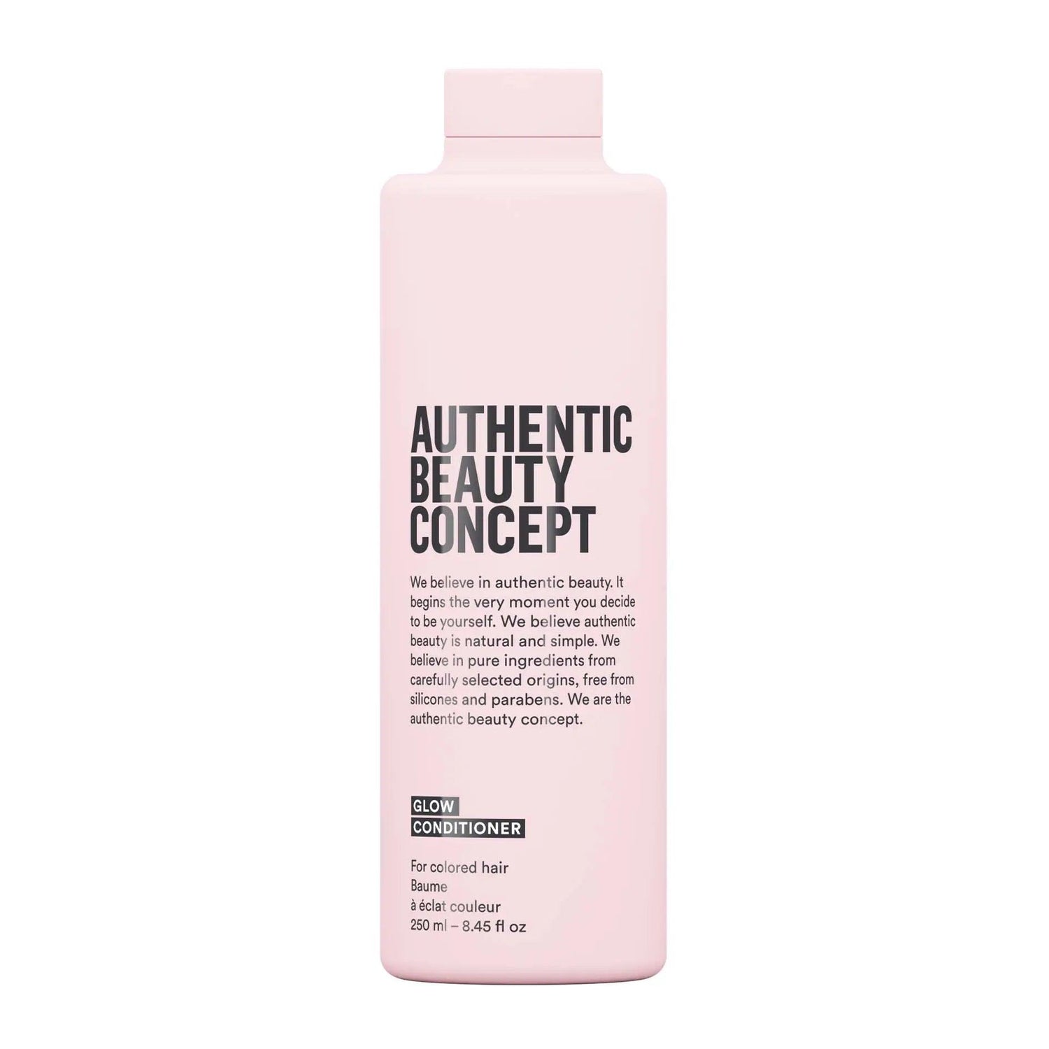 Authentic Beauty Concept Glow Conditioner bottle for colored hair, hydrates and maintains color, vegan and cruelty-free, 250ml size.