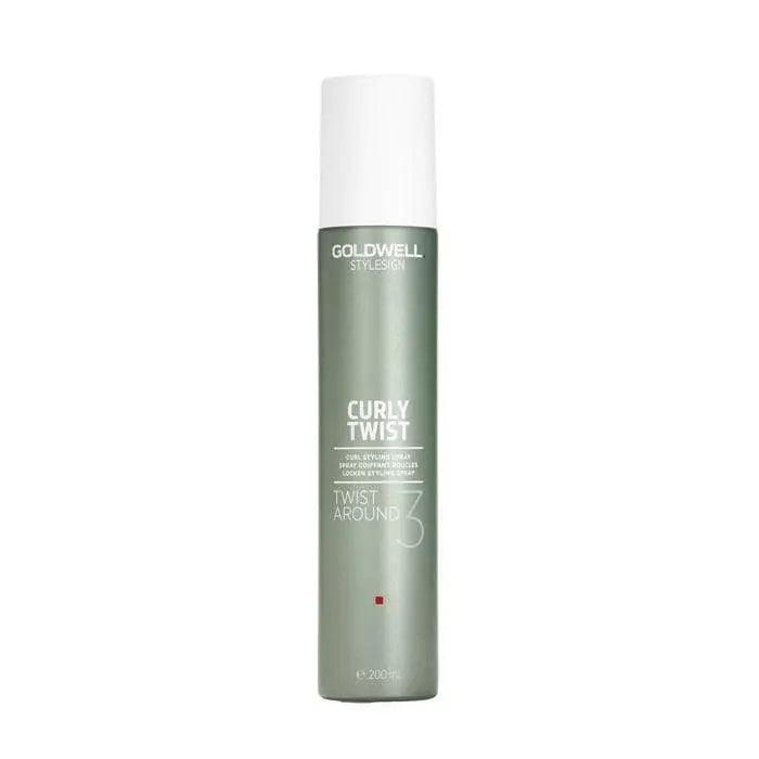 Goldwell Curly Twist Twist Around Curl Styling Spray for nourishing curls with heat protection, 200ml bottle.
