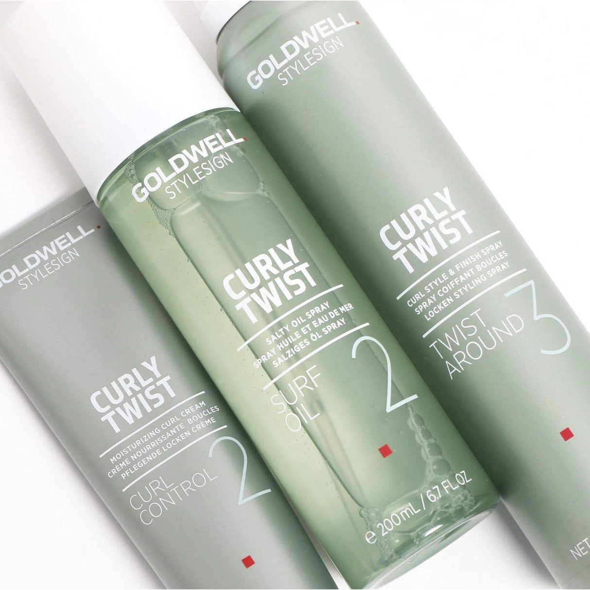 Goldwell Curly Twist Twist Around Curl Styling Spray with nourishing and heat protection for healthy curls.
