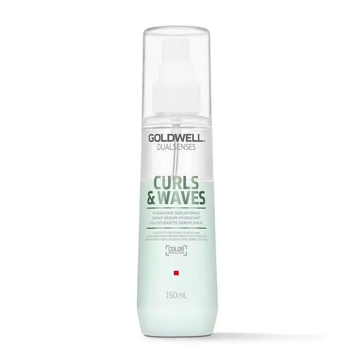 Goldwell Dualsenses Curls & Waves Hydrating Serum Spray for curly hair, 150ml bottle.