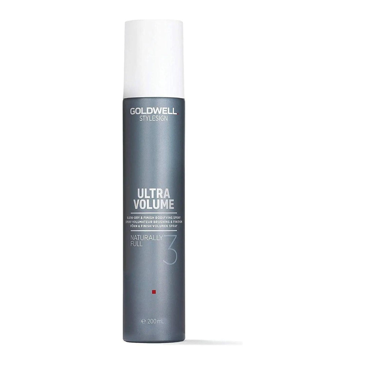 Goldwell Stylesign Ultra Volume Naturally Full Blow-dry & Finish Bodifying Spray for medium hold and enhanced hair volume, 200ml bottle.