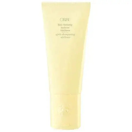 Oribe Hair Alchemy Resilience Conditioner tube for strengthening and moisturizing hair with chia seed and bamboo extracts.