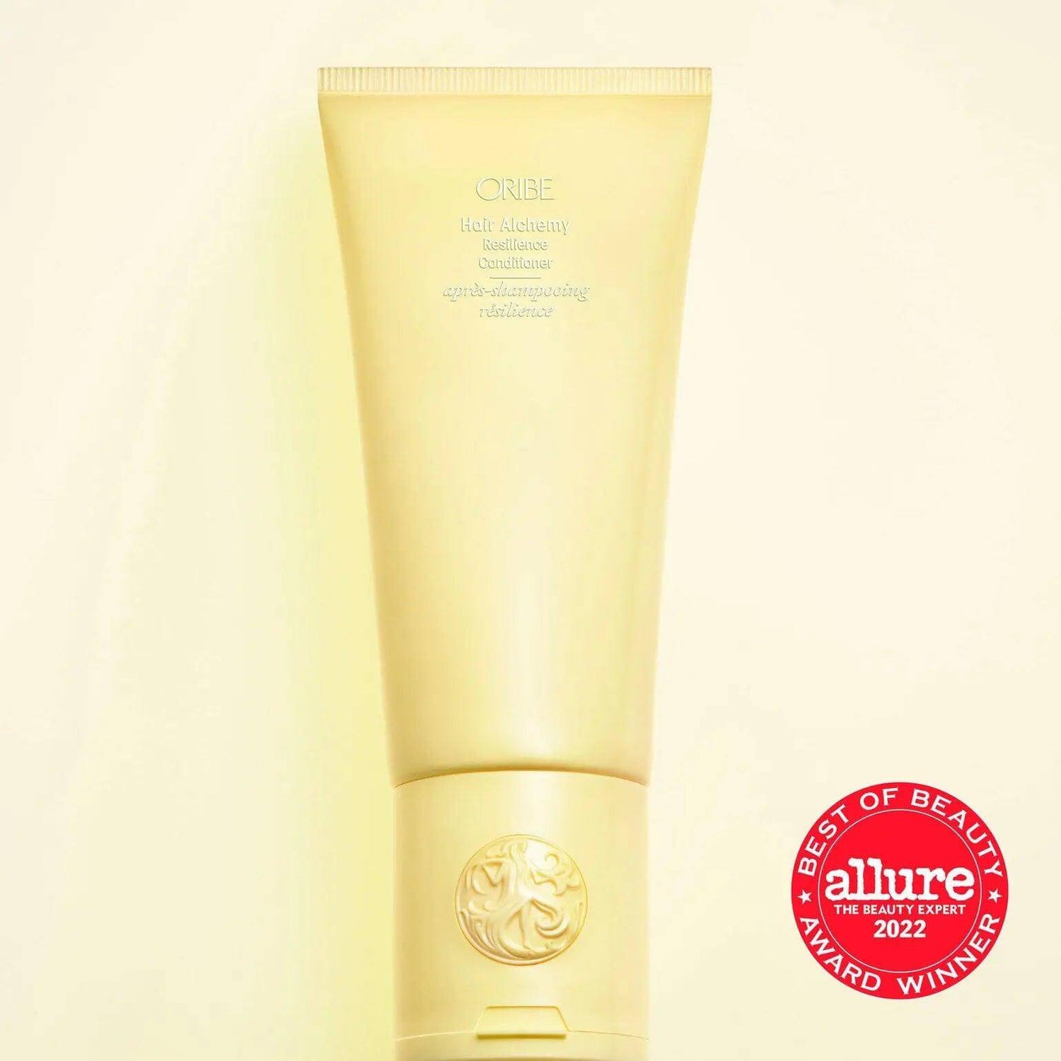 Hair Alchemy Resilience Conditioner tube with Allure Best of Beauty 2022 award badge for hydrating and strengthening hair care.