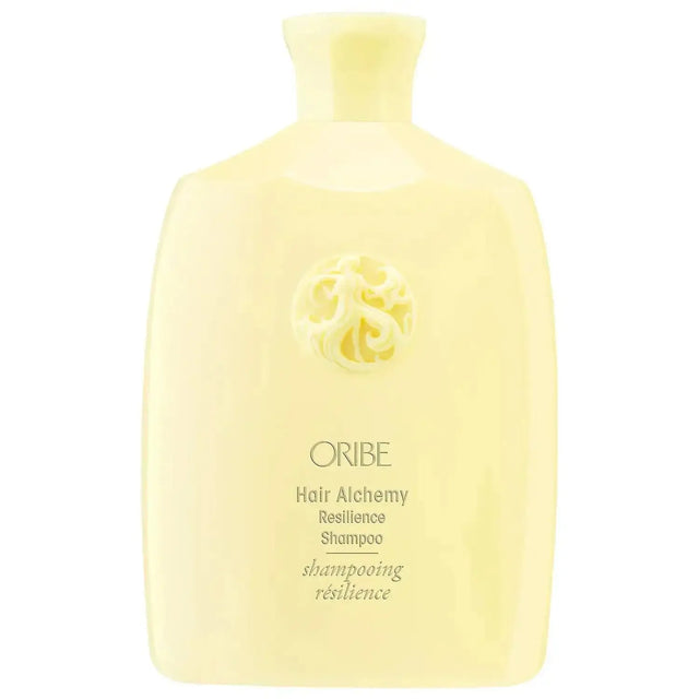 Hair Alchemy Resilience Shampoo bottle, fortifying weak hair with chia seed, bamboo leaf, and protein for strength and protection.