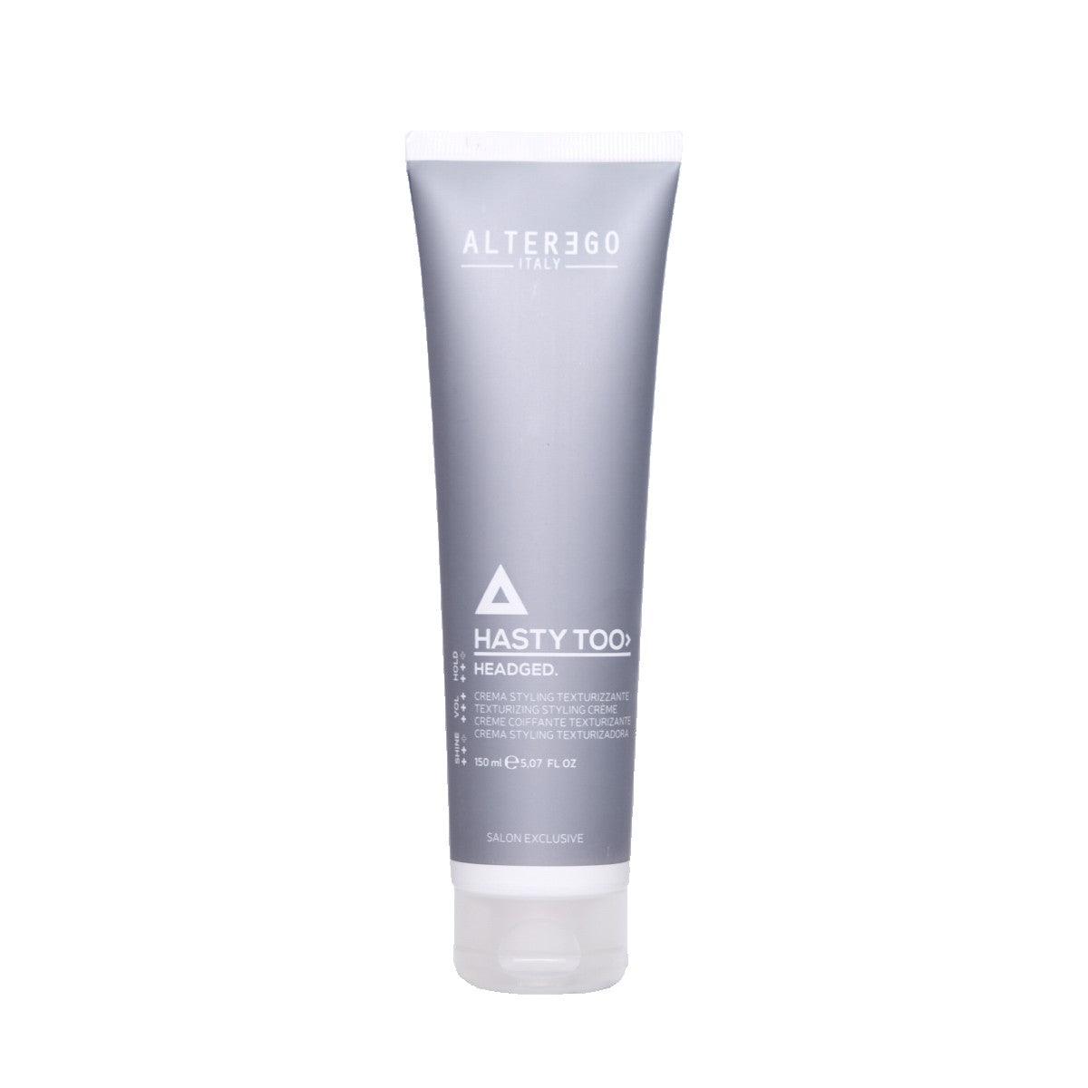 Alter Ego Italy Headged hair product tube for enhancing texture and structure in fine hair with medium hold and flexible control.