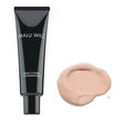 Malu Wilz High Coverage Foundation tube and swatch, liquid formula for perfect complexion, 30ml.