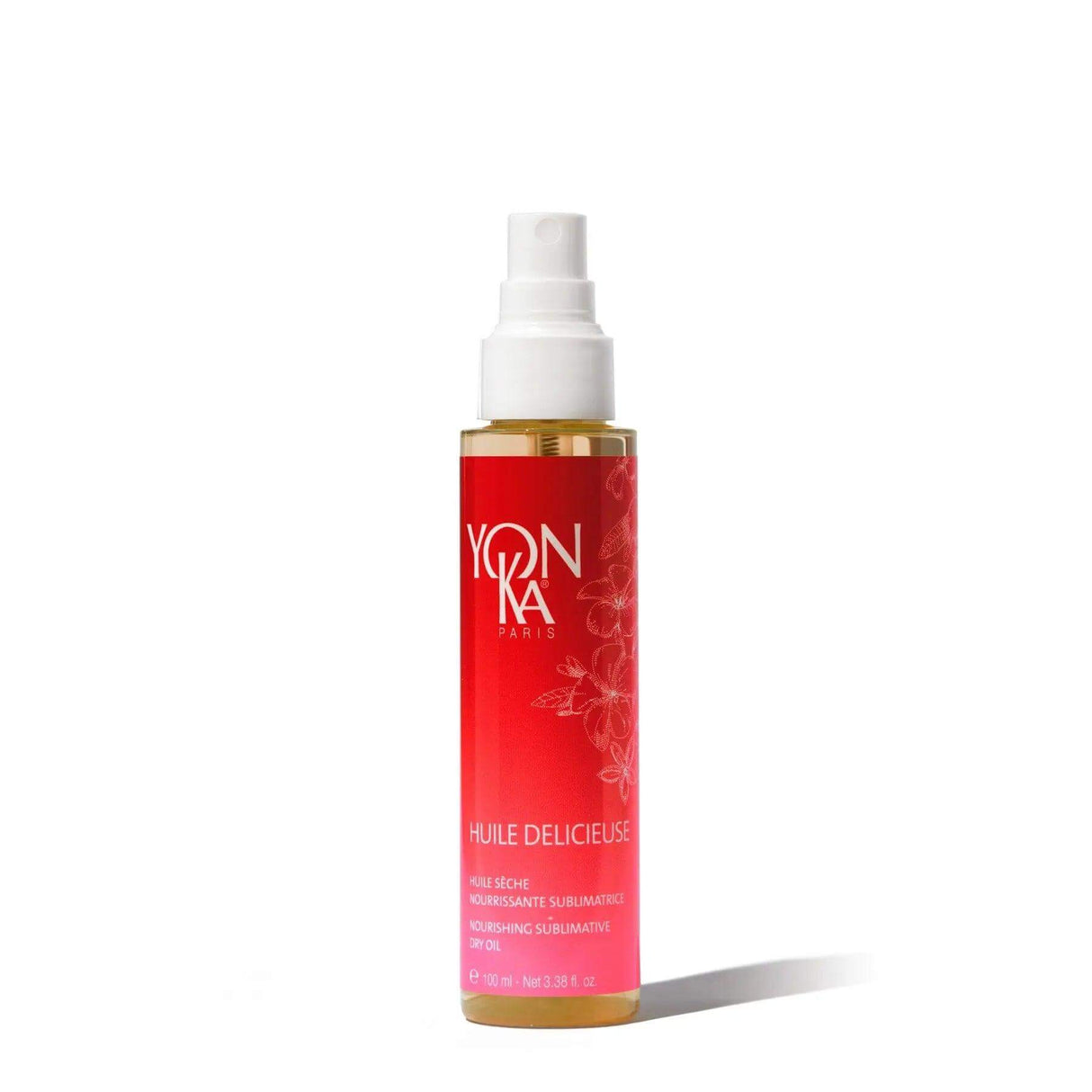 Yonka Huile Delicieuse dry oil for nourishing, hydrating skin; suitable for all skin types; targets dryness, dullness. 100ml bottle.