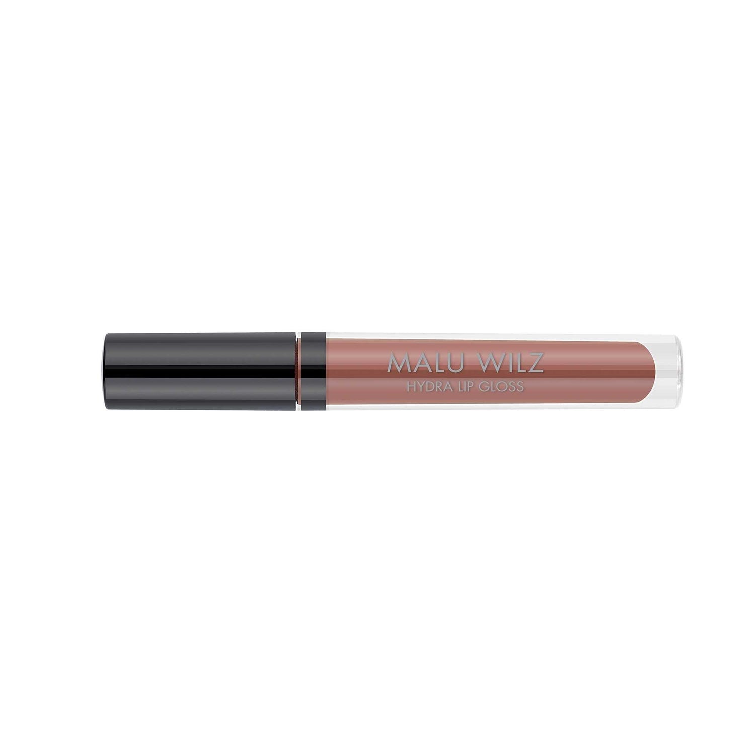 Malu Wilz Hydra Lip Gloss 3.5ml tube, offers hydrating, high-shine finish with sheer to medium coverage for a radiant look.