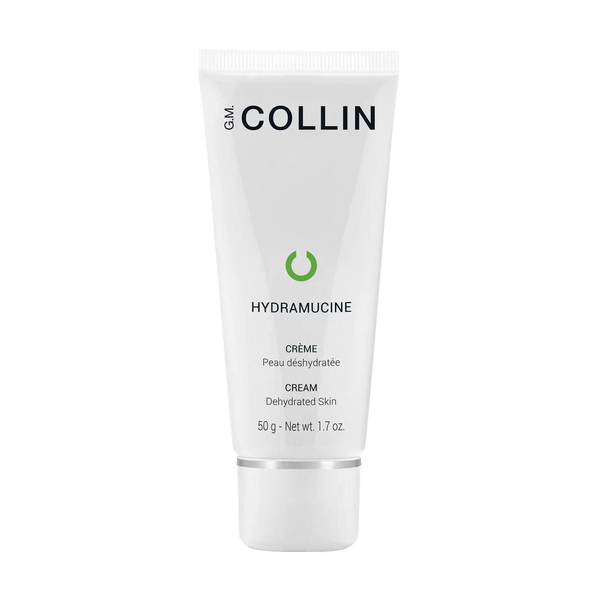 Hydramucine Cream tube by GM Collin, 50g, for dehydrated skin hydration and revitalization.