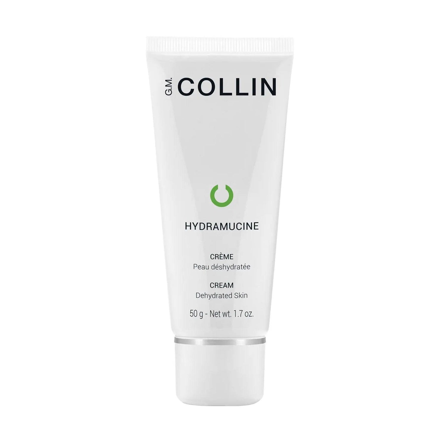 Hydramucine Cream tube by GM Collin, 50g, for dehydrated skin hydration and revitalization.