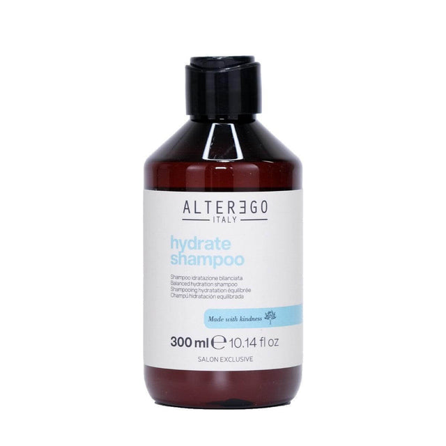 Hydrate Shampoo bottle, silicone-free with Aloe Vera, 300ml, for moisture and vitality, free from sulphates, parabens, and artificial colorants.