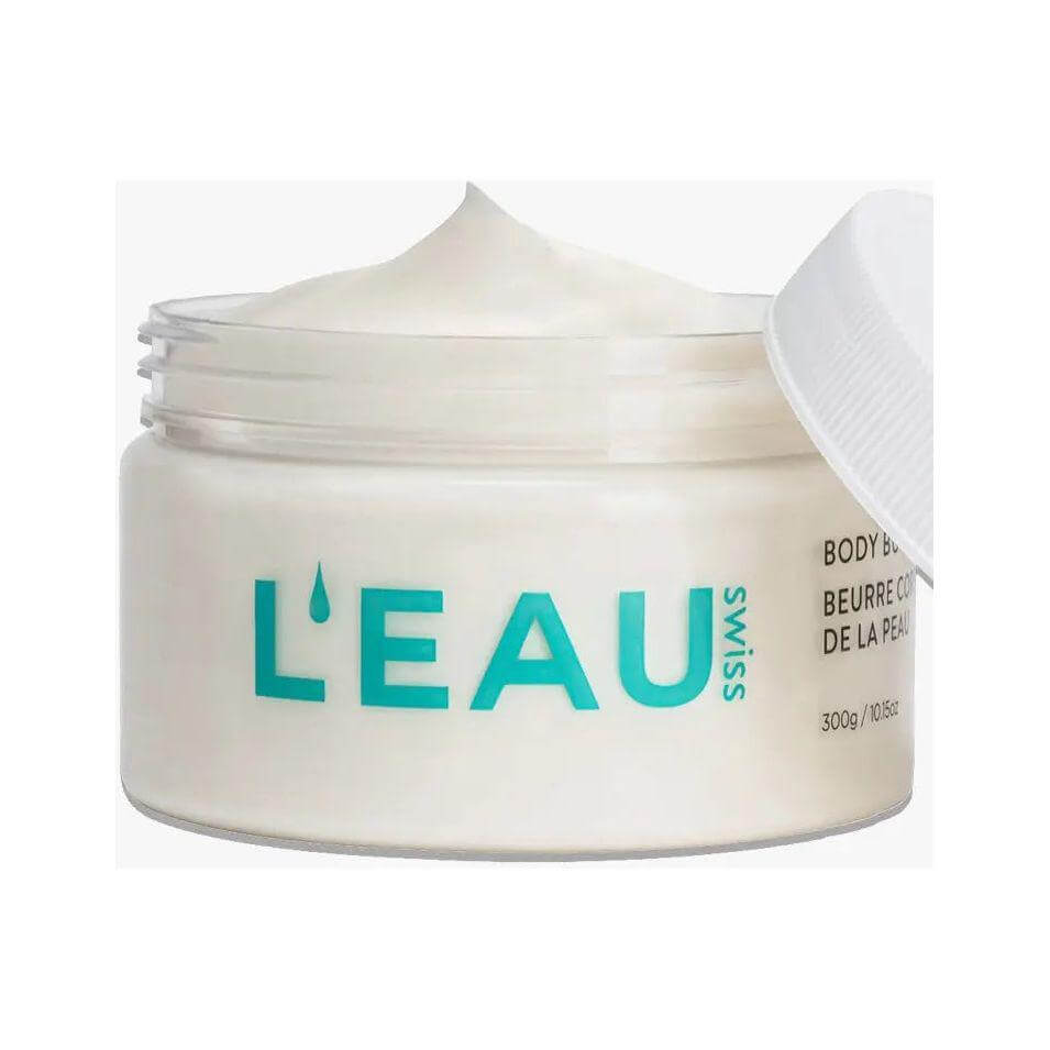 Luxurious hydration body butter with smooth, creamy texture in a 300g jar; ideal for revitalizing and moisturizing skin.