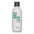 KMS Add Power Shampoo 300ml bottle, strengthens fine hair with rice protein and white tea extract for versatile styling.