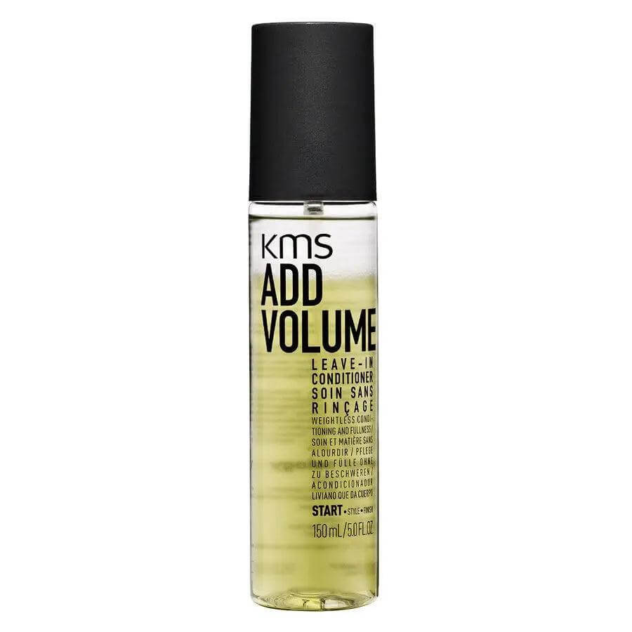 KMS Addvolume Leave-in Conditioner 150ml bottle for enhancing hair thickness with organic Eucalyptus, Cinnamon, lactic and malic acid.