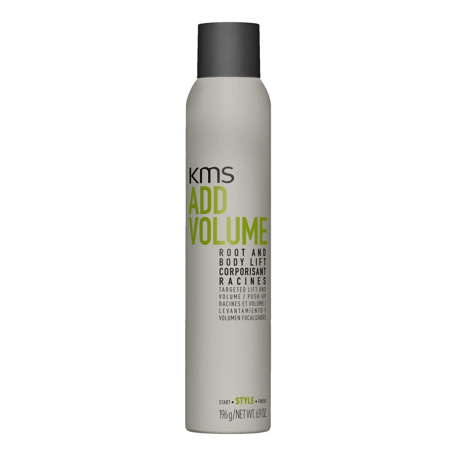 KMS AddVolume Root and Body Lift 200ml spray bottle, ideal for fine hair, offers lift from roots and has an organic fragrance.