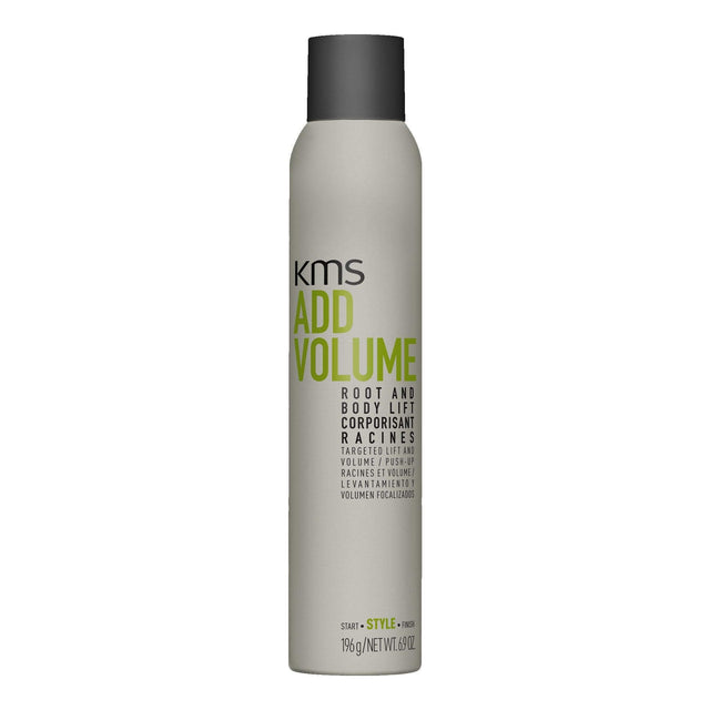 KMS AddVolume Root and Body Lift 200ml spray bottle, ideal for fine hair, offers lift from roots and has an organic fragrance.