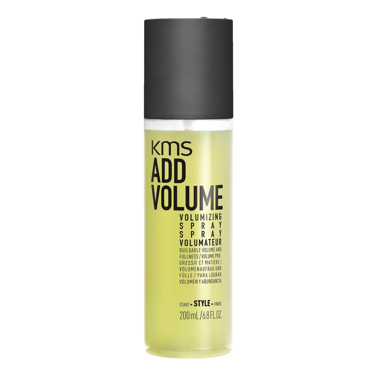 KMS Addvolume Volumizing Spray 200ml bottle for fine hair, enhances volume and grip without stiffness