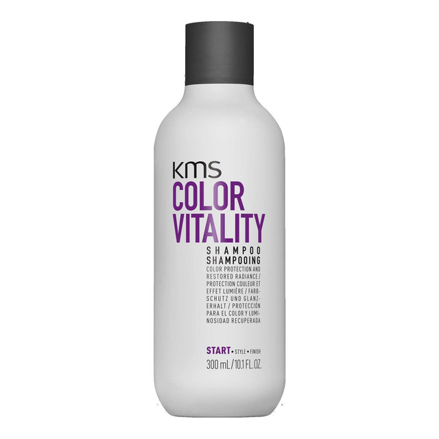 KMS Colorvitality Shampoo 300ml bottle, enhances color, adds shine, gentle cleanse, use with KMS Colorvitality Conditioner for best results.