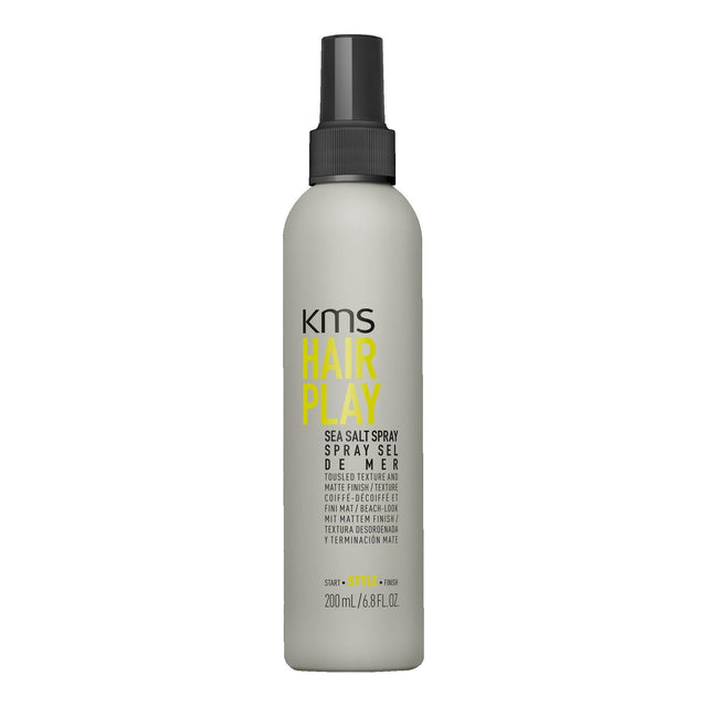 KMS Hairplay Sea Salt Spray 200ml bottle for textured, volumized beach waves with a matte finish.