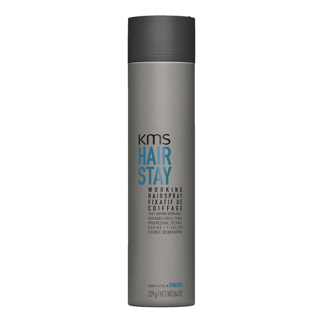 Kms Hairstay Working Hairspray 300ml bottle for flexible and adjustable styling with a touchable finish.