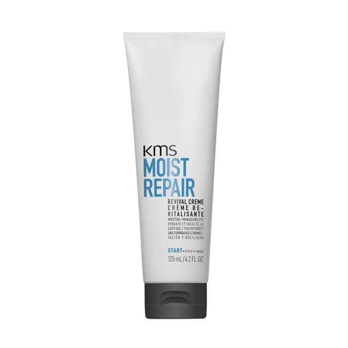 Kms Moist Repair Revival Creme for manageability, body without weight, reduces static and flyaways, 125ml bottle.