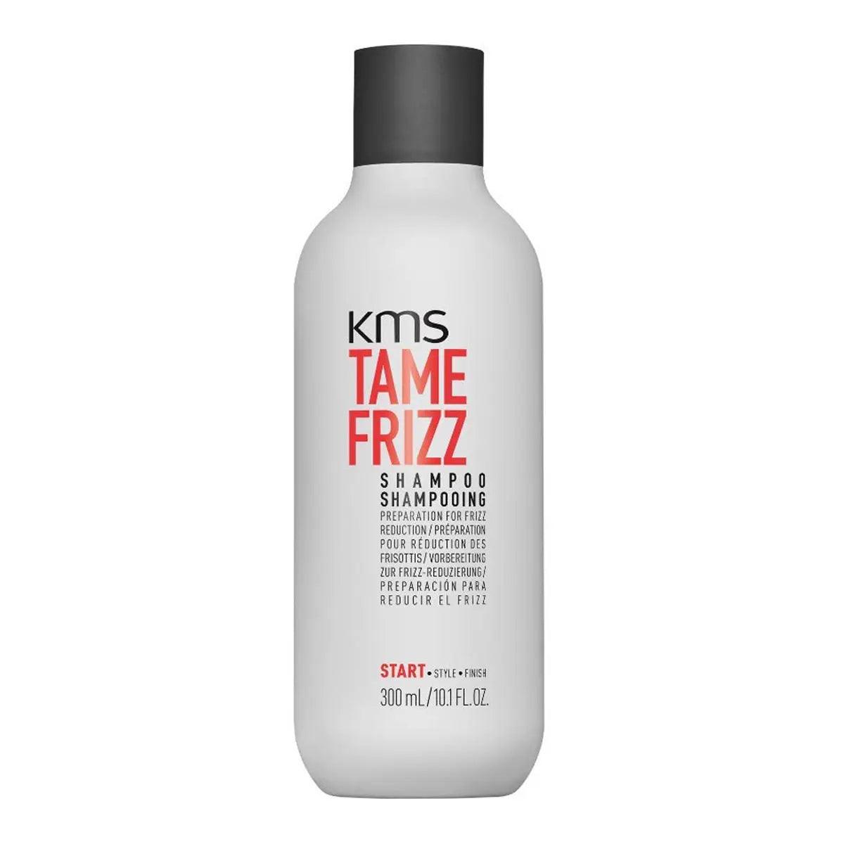 KMS Tamefrizz Shampoo 300ml bottle for reducing frizz, improves manageability, ideal for medium to thick coarse hair.