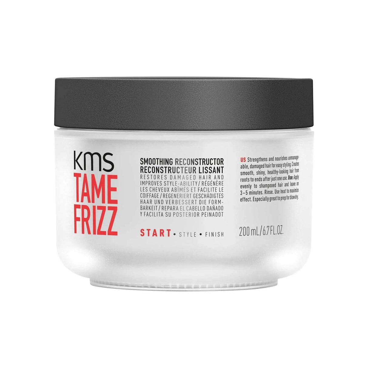 Kms Tamefrizz Smoothing Reconstructor 200ml jar - hydrates, tames frizz, repairs hair - ideal for medium to thick coarse hair.