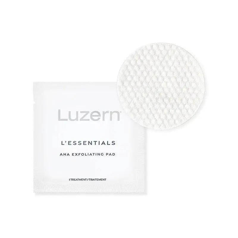 Luzern L'Essentials AHA Exfoliating Pads for smooth, radiant skin; combats dullness and uneven texture. Ideal for most skin types.