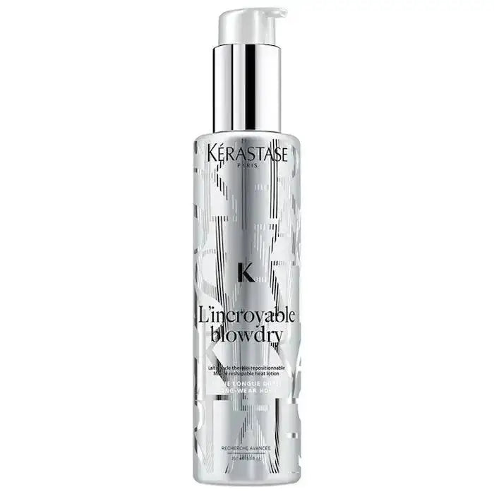 Kérastase L'Incroyable Blow Dry bottle for heat protection and frizz control, suitable for all hair types.