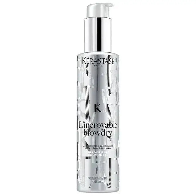 Kérastase L'Incroyable Blow Dry bottle for heat protection and frizz control, suitable for all hair types.