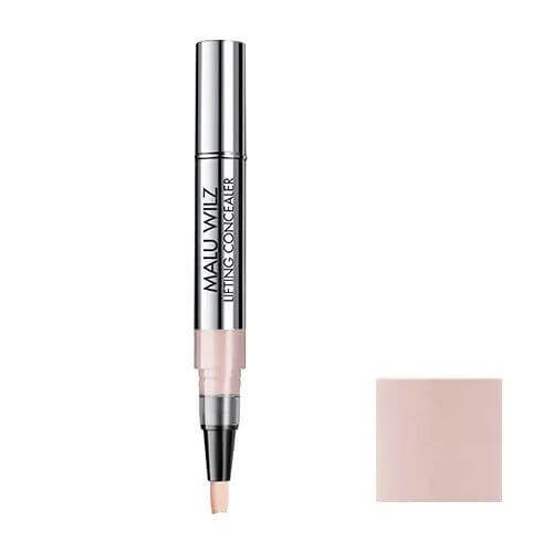 Malu Wilz Lifting Concealer 3ml tube for under-eye rejuvenation and fine line minimization, shown with color swatch.